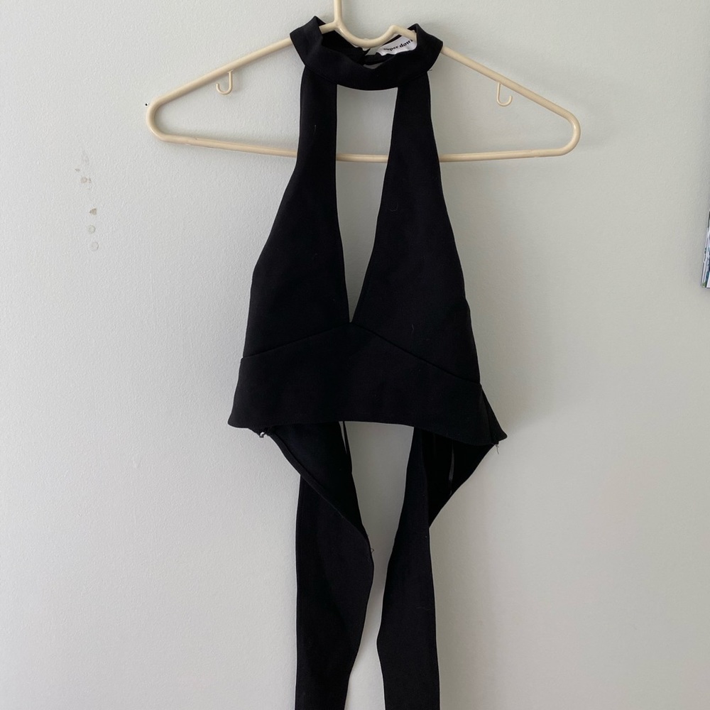 Super down Black Wrap Top Size Small
